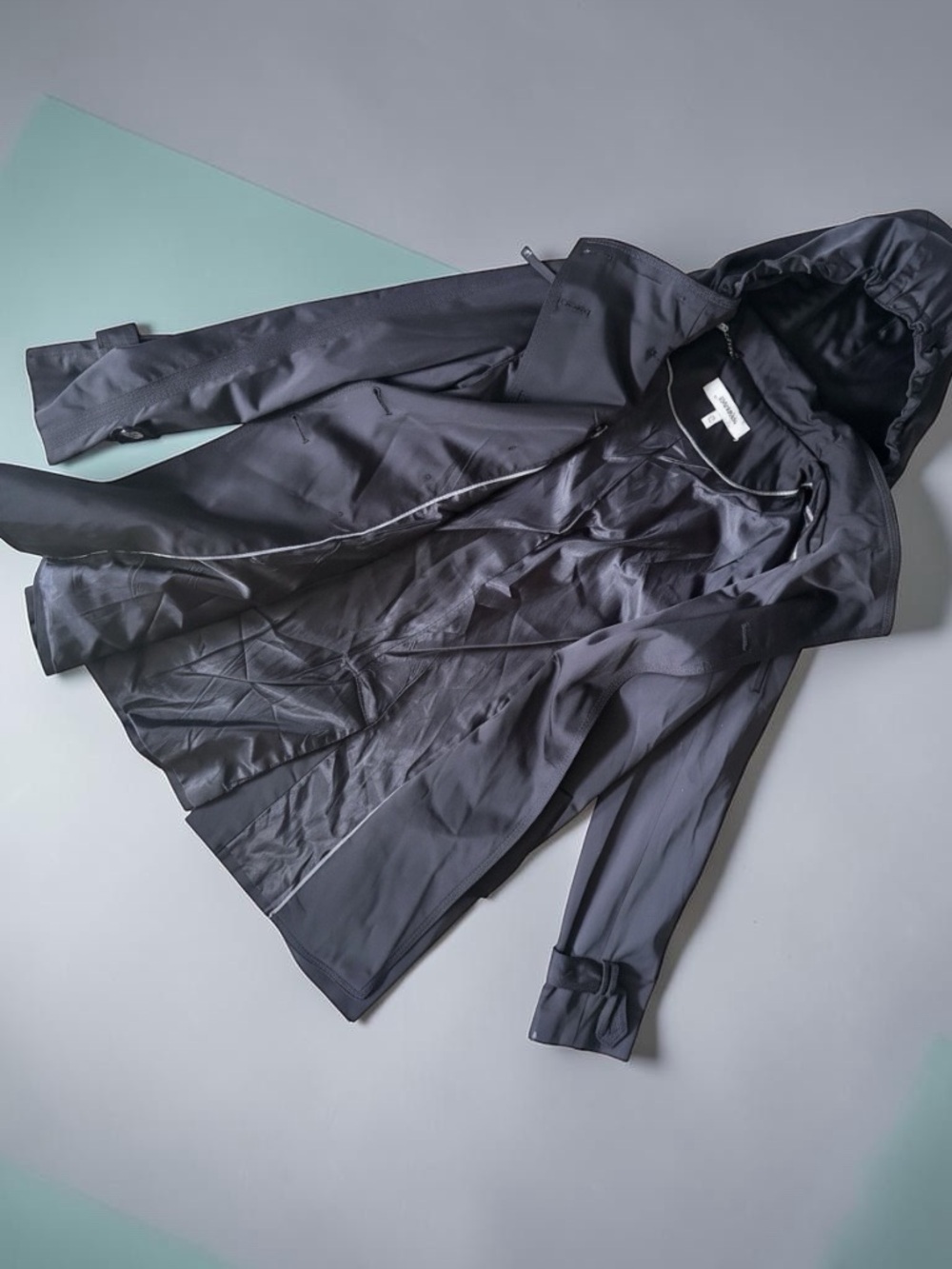 Hawke & Co Women's Black Hooded Trench Coat